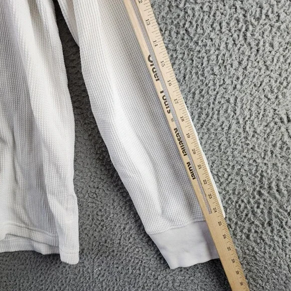 rag & bone Waffle Knit Henley Top Men's XL White Solid Long Sleeve Pullover - Picture 11 of 15